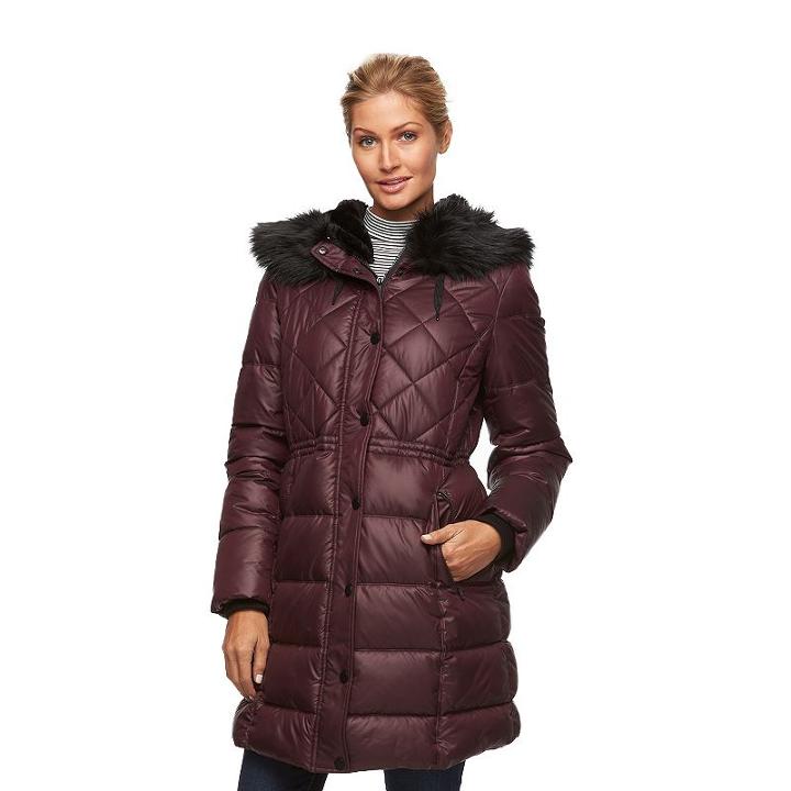Women's Apt. 9&reg; Hooded Anorak Puffer Jacket, Size: Xl, Dark Red