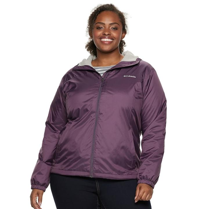 Plus Size Columbia Rain To Fame Hooded Sherpa-lined Jacket, Women's, Size: 2xl, Purple