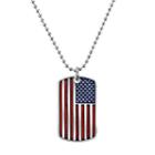 1928 American Flag Dog Tag Necklace, Multicolor
