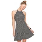 So, Juniors' &reg; Textured Striped Halter Dress, Girl's, Size: Small, Black