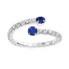 Duchess Of Dazzle Crystal Silver-plated Bypass Ring, Women's, Blue