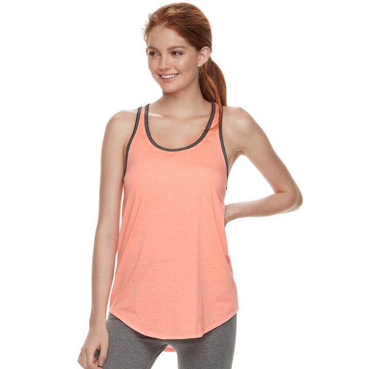 Juniors' So&reg; Contrast Trim Racerback Tank, Teens, Size: Large, Brt Orange