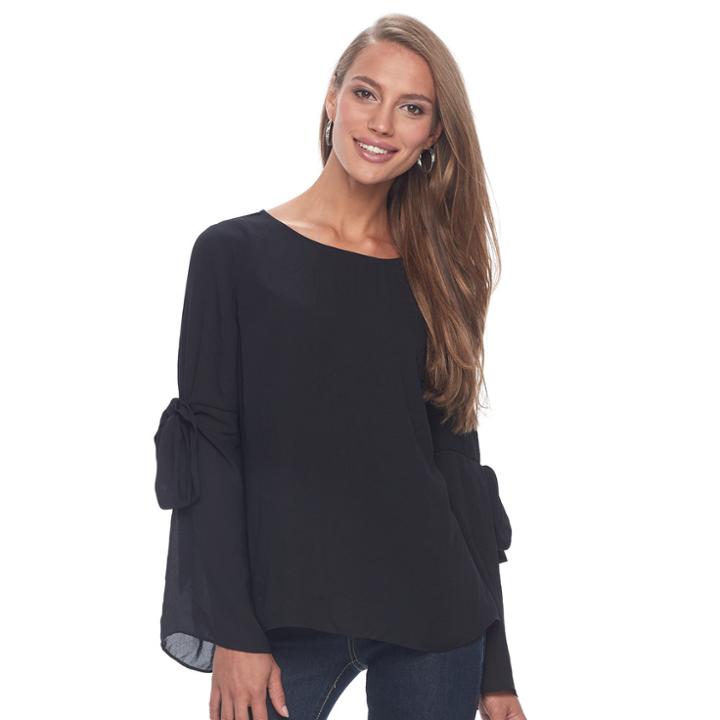 Women's Apt. 9&reg; Bell Sleeve Top, Size: Xl, Black