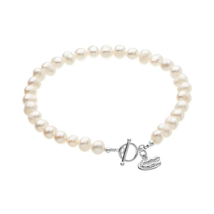 Dayna U Florida Gators Sterling Silver Freshwater Cultured Pearl Logo Charm Toggle Bracelet, Women's, Size: 8, White