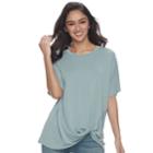 Juniors' Miss Chievous Knot-front Tunic Tee, Teens, Size: Xs, Med Green