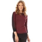 Women's Apt. 9&reg; Lace Sleeve Sweater, Size: Large, Dark Red