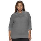 Plus Size Ab Studio Lurex Cowlneck Sweater, Women's, Size: 3xl, Dark Grey