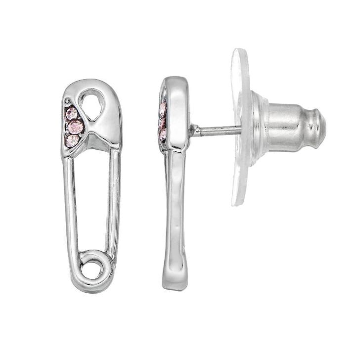 Simply Vera Vera Wang Nickel Free Safety Pin Stud Earrings, Women's, Pink