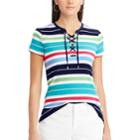 Women's Chaps Lace-up Cotton Tee, Size: Xs, Blue