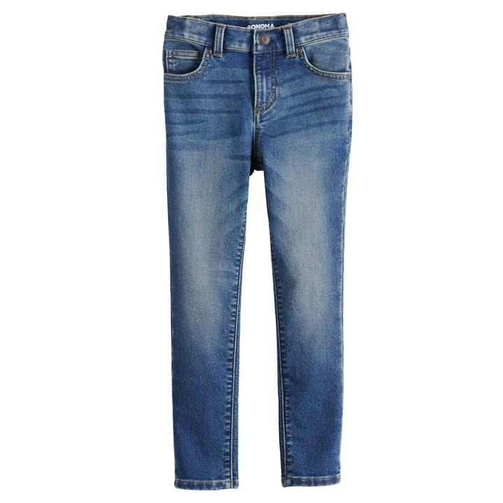 Boys 4-12 Sonoma Goods For Life&trade; Skinny Light Wash Jeans, Size: 6, Dark Blue