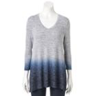 Women's Sonoma Goods For Life&trade; Ombre V-neck Tunic Sweater, Size: Small, Light Grey