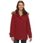 Women's Gallery Hooded Faux-fur Stadium Jacket, Size: Medium, Red