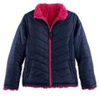 Girls 7-16 So&reg; Reversible Faux-fur Quilted Jacket, Size: 10-12, Blue (navy)