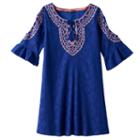 Girls 7-16 My Michelle Crochet Bell Sleeve Cold Shoulder Tie Sheath Dress, Girl's, Size: 12, Blue