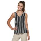 Juniors' Candie's&reg; Mixed-media Zipper Tank Top, Teens, Size: Medium, Black