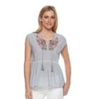 Women's Sonoma Goods For Life&trade; Embroidered Peplum Top, Size: Xl, Med Blue