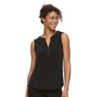 Women's Dana Buchman High-low Henley, Size: Small, Black