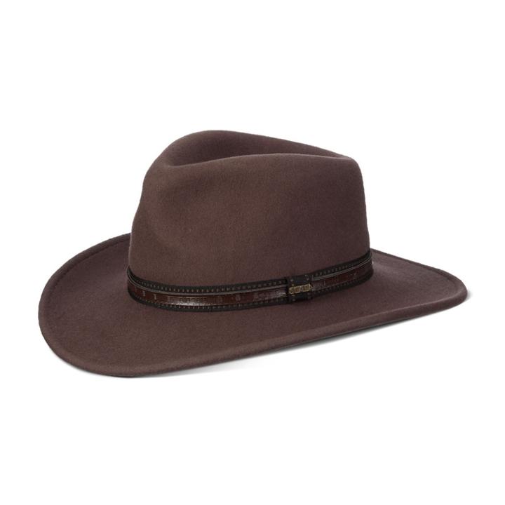 Men's Scala Wool Felt Outback Hat With Faux-leather Trim, Size: Large, Multicolor