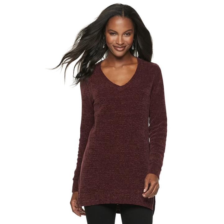 Women's Apt. 9&reg; Chenille Vented Tunic, Size: Medium, Red