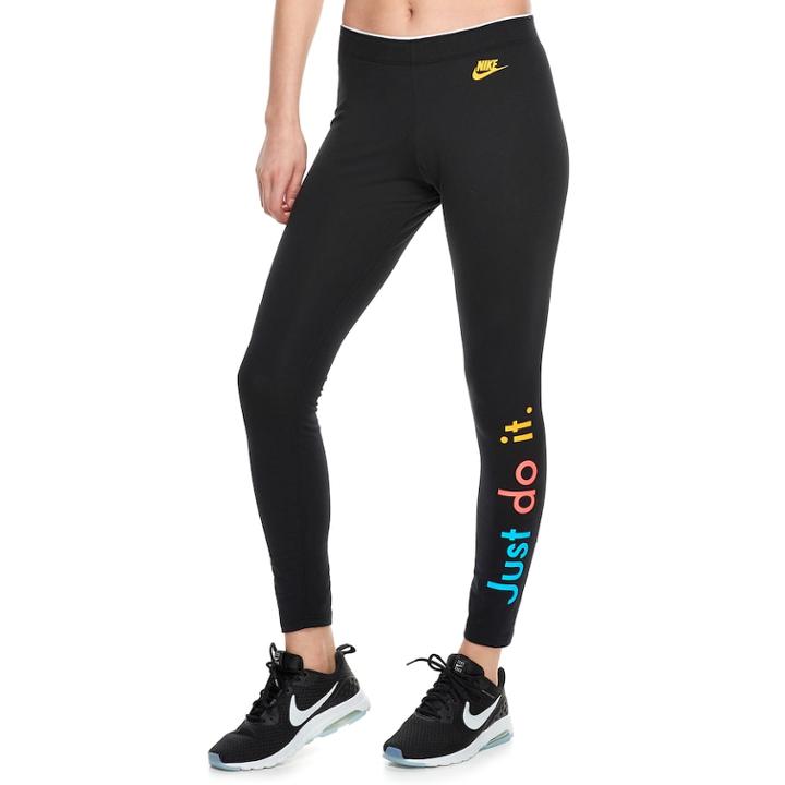 Women's Nike Sportswear Midrise Just Do It Graphic Leggings, Size: Small, Grey (charcoal)