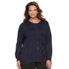 Plus Size Croft & Barrow&reg; Button Front Cardigan, Women's, Size: 0x, Blue