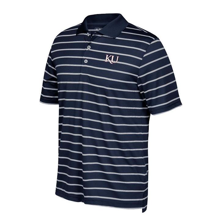 Men's Adidas Kansas Jayhawks Textured Golf Polo, Size: Small, Blue (navy)