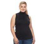 Plus Size Croft & Barrow&reg; Sleveless Mockneck Tank Top, Women's, Size: 2xl, Black
