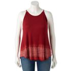 Mudd, Juniors' Plus Size &reg; Tie-dye High Neck Tank, Girl's, Size: 2xl, Dark Red