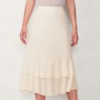 Women's Lc Lauren Conrad Tiered Midi Skirt, Size: Large, White Oth