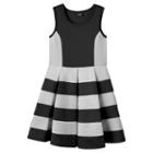 Girls 7-16 & Plus Size 2hip Striped Scuba Skater Dress, Girl's, Size: 12 1/2, Black