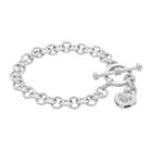 Sterling Silver Diamond Accent Heart Charm Bracelet, Women's, Size: 7.50, Grey