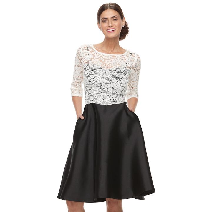 Women's Chaya Colorblock Lace Fit & Flare Dress, Size: 12, Grey (charcoal)