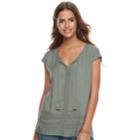 Women's Sonoma Goods For Life&trade; Lace Tassel Tee, Size: Large, Med Green