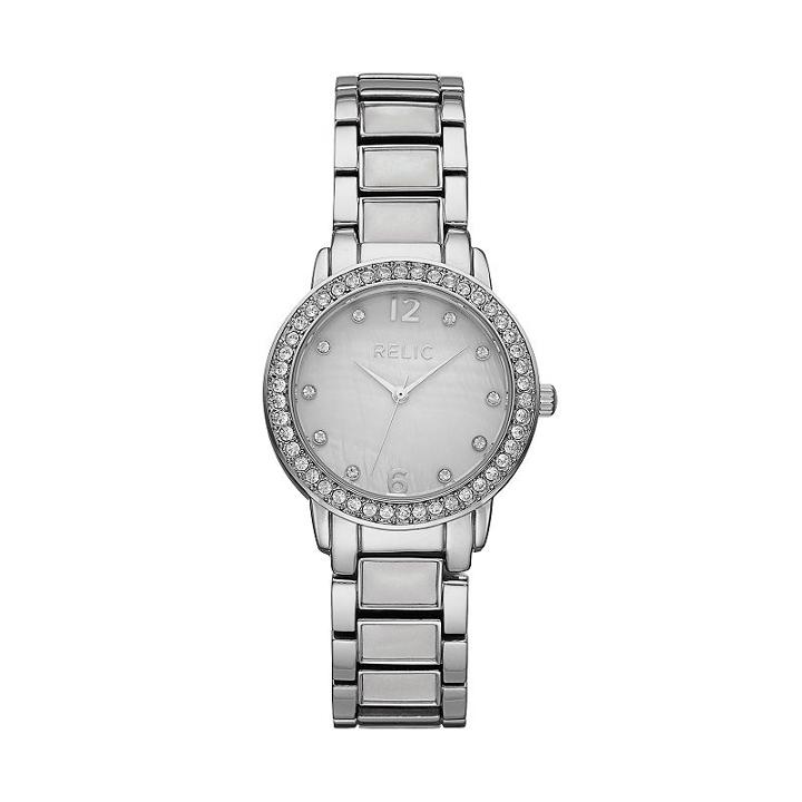 Relic Women's Mia Crystal Watch, Size: Medium, Silver