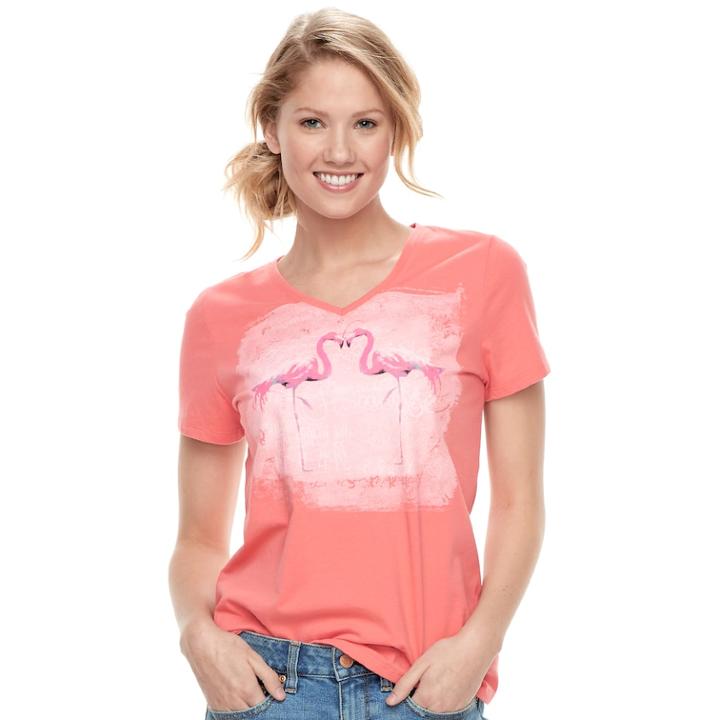 Women's Sonoma Goods For Life&trade; Graphic V-neck Tee, Size: Xxl, Med Pink