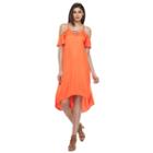 Women's Jennifer Lopez Cold-shoulder High Low Dress, Size: Large, Med Orange