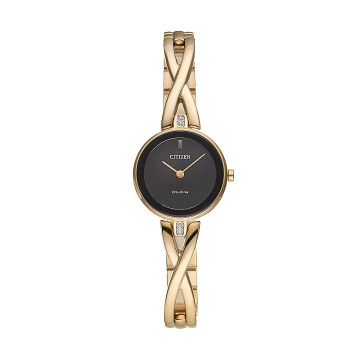 Citizen Eco-drive Women's Silhouette Crystal Stainless Steel Half-bangle Watch - Ex1422-54e, Yellow