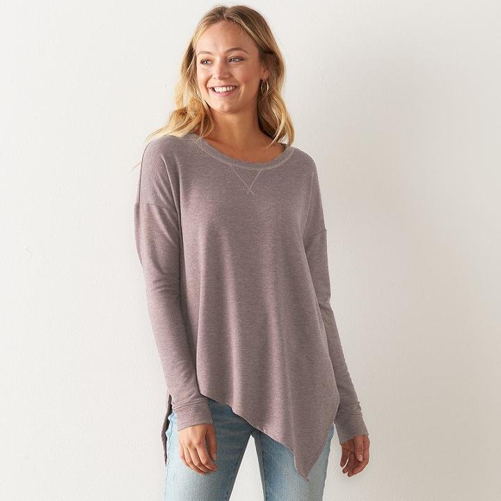 Women's Sonoma Goods For Life&trade; Asymmetrical Soft Tunic, Size: Xl, Brt Purple