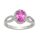 Sterling Silver Lab-created Pink Sapphire And Lab-created White Sapphire Halo Ring, Women's, Size: 8, Multicolor