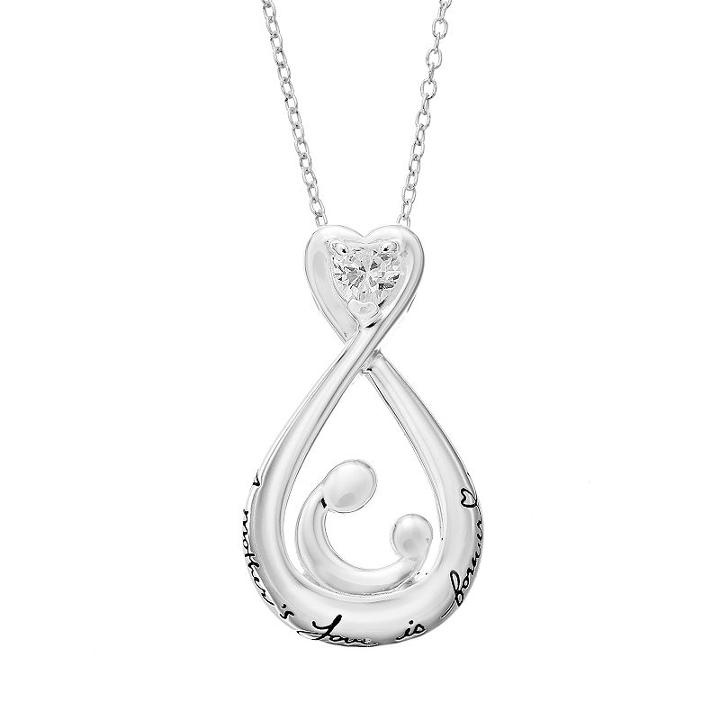 Timeless Sterling Silver Motherly Love Pendant Necklace, Women's, White