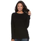 Juniors' So&reg; Raglan Crewneck Sweater, Teens, Size: Xl, Black