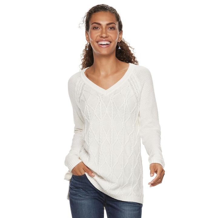 Women's Sonoma Goods For Life&trade; Trellis Cable-knit Sweater, Size: Medium, White