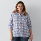 Plus Size Sonoma Goods For Life&trade; Essential Plaid Shirt, Women's, Size: 1xl, Lt Purple