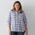 Plus Size Sonoma Goods For Life&trade; Essential Plaid Shirt, Women's, Size: 1xl, Lt Purple