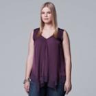 Plus Size Simply Vera Vera Wang Handkerchief Tank, Women's, Size: 2xl, Med Purple