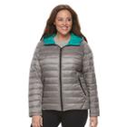 Plus Size Halitech Hooded Packable Puffer Jacket, Women's, Size: 2xl, Grey