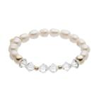 Tfs Jewelry 14k Gold Over Silver Freshwater Cultured Pearl & Crystal Stretch Bracelet, Women's, Size: 7, Multicolor