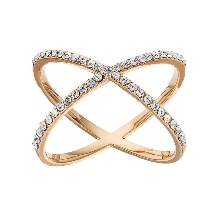 Brilliance X Ring With Swarovski Crystals, Women's, Size: 9, Yellow