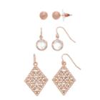 Textured Ball Stud & Kite Drop Earring Set, Women's, Multicolor