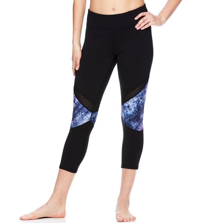 Women's Gaiam Mantra Mesh Yoga Capri Leggings, Size: Large, Oxford